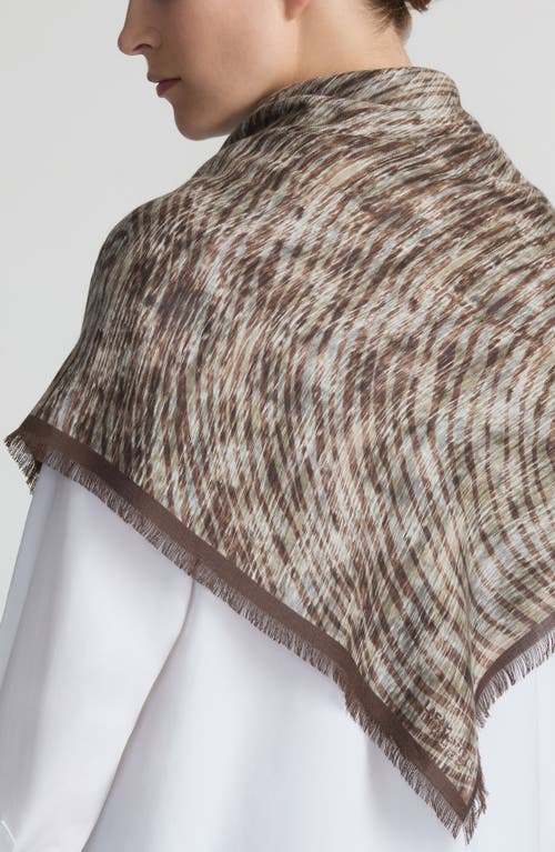 Shop Lafayette 148 New York Wood Ring Cashmere & Silk Fringe Scarf In Wood Multi