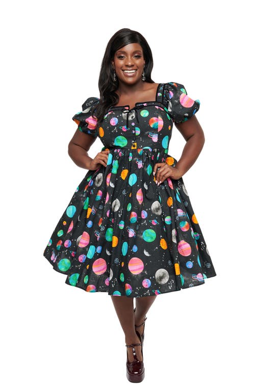 UNIQUE VINTAGE UNIQUE VINTAGE PLUS SIZE 1940S SWEETHEART BUTTON FRONT SWING DRESS 