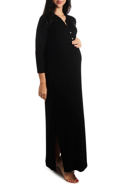 Juliana Jersey Maternity/Nursing Gown in Black