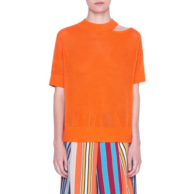 Akris Punto Luna Cutout Merino Wool Sweater, Orange