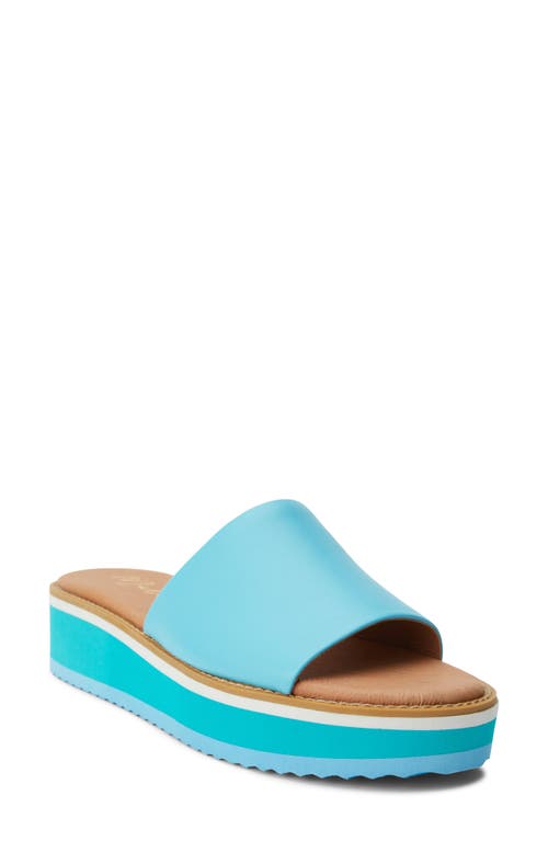 Jackie Platform Slide Sandal in Bright Blue