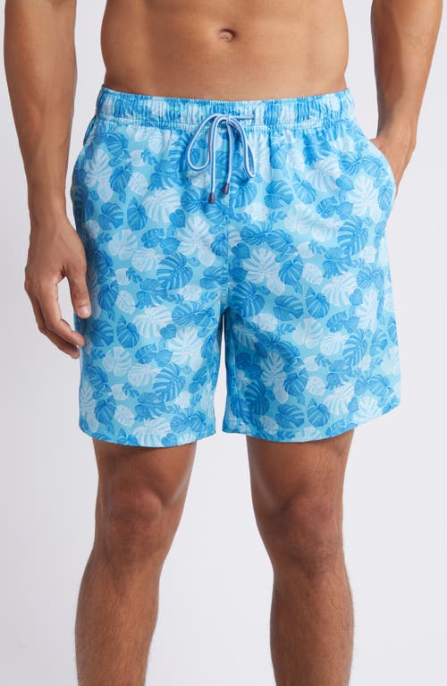 Peter Millar Linework Monstera Swim Trunks Seasalt at Nordstrom,