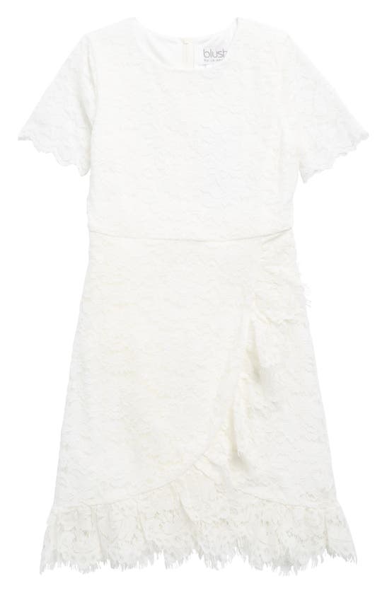 Blush By Us Angels Kids' Lace Short Sleeve Dress In White