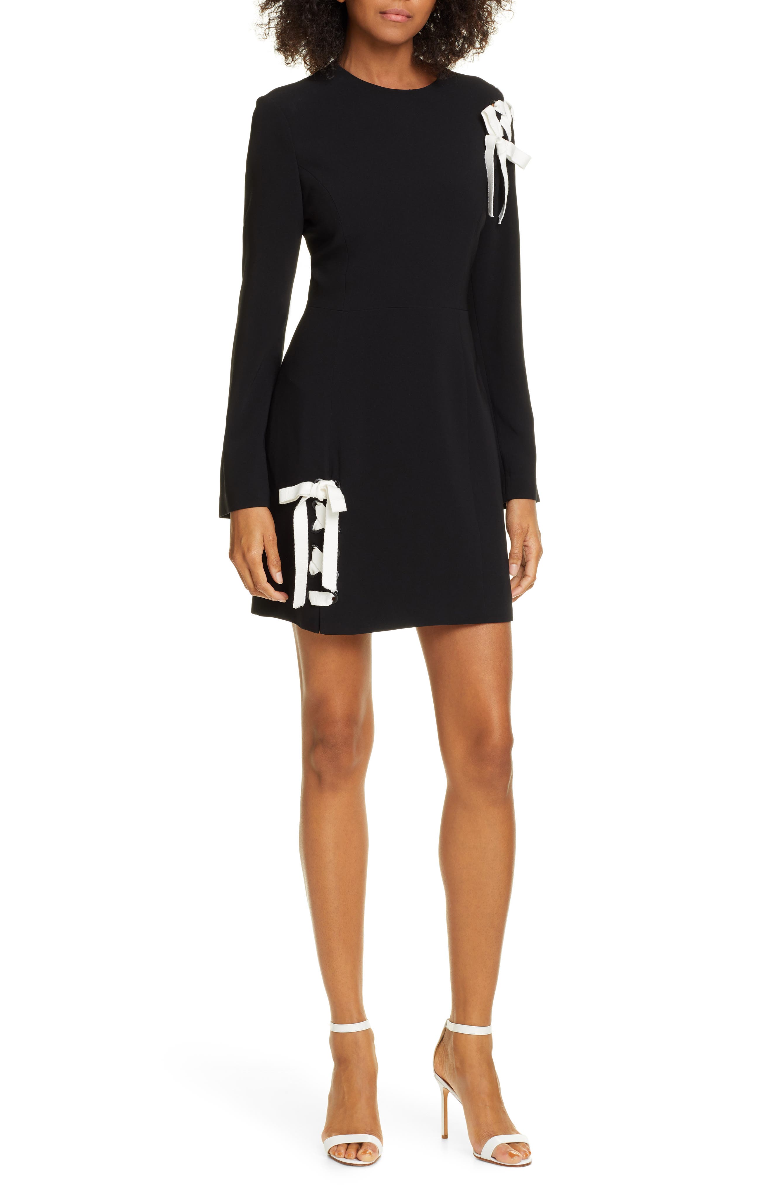 Cinq A Sept Izella Lace-Up Long Sleeve Dress, Black