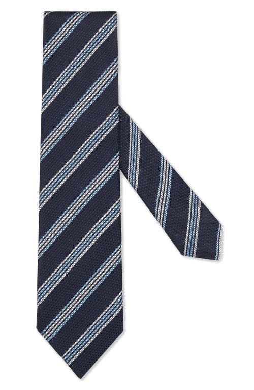 Stripe Silk Tie in Navy Stripe