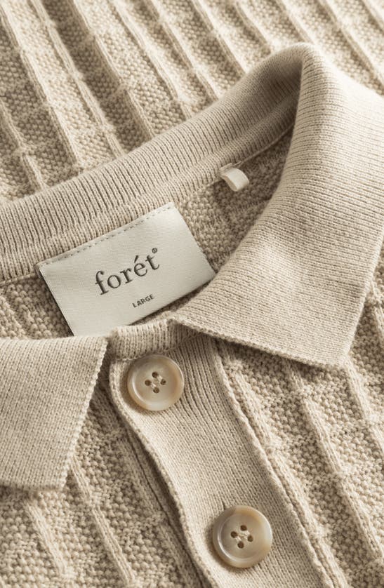 Shop Forét Loch Organic Cotton Grid Polo Sweater In Oat