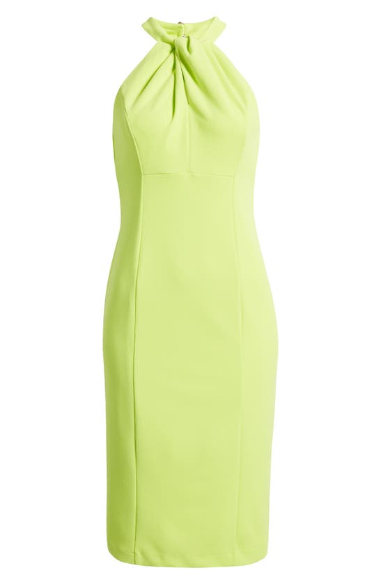 Julia Jordan Twist Neck Sheath Dress In Lime