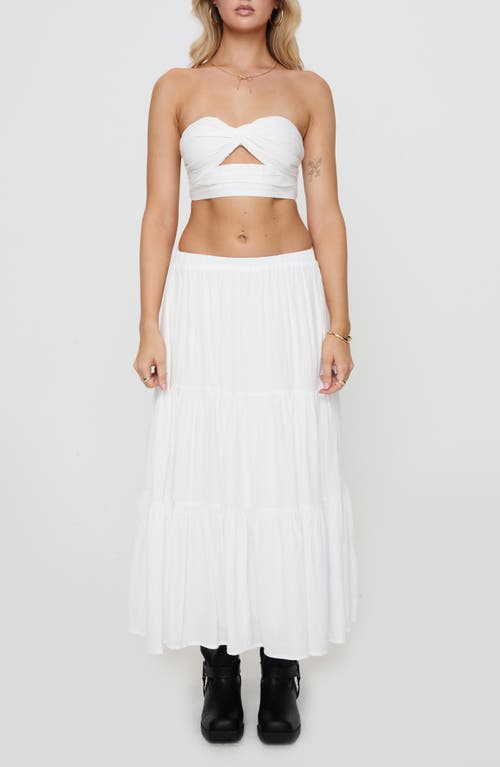 Shop Princess Polly Allie Strapless Crop Top & Maxi Skirt Set In White