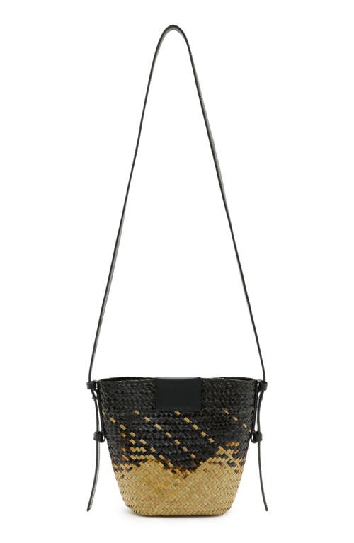 Shop Allsaints Ebro Straw Crossbody Bag In Black/brown