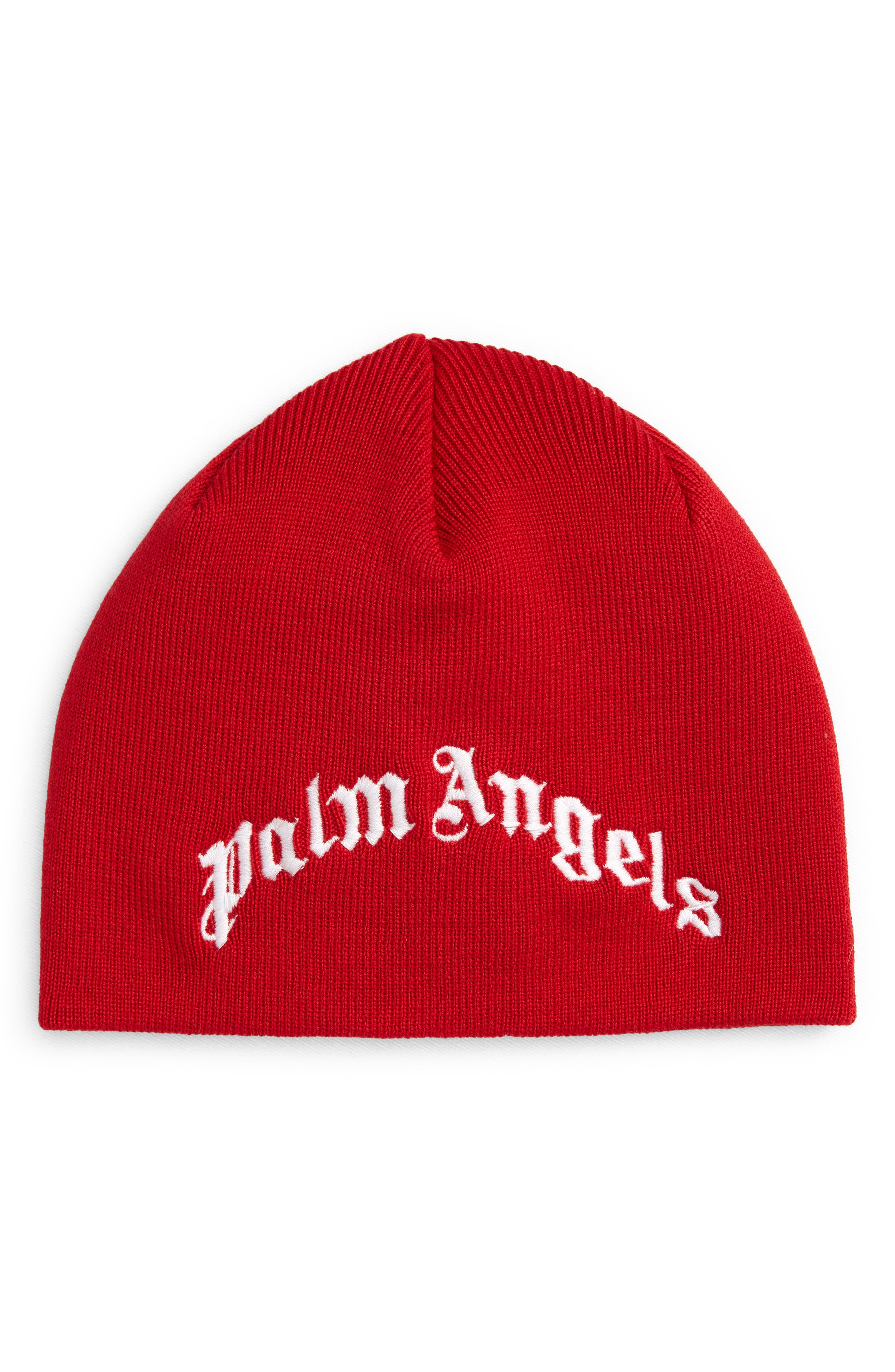 Palm Angels Kids' Classic Logo Beanie in Red White