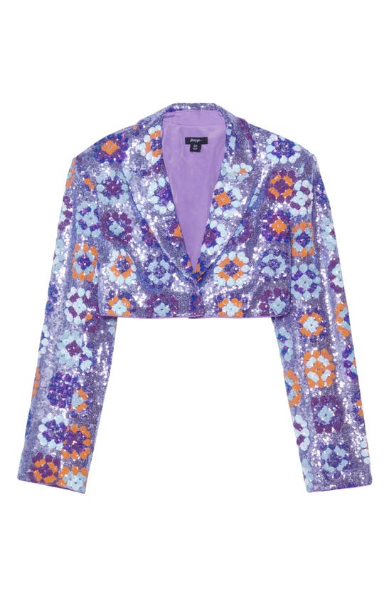 Shop Nasty Gal '70s Floral Sequin Crop Blazer In Purple