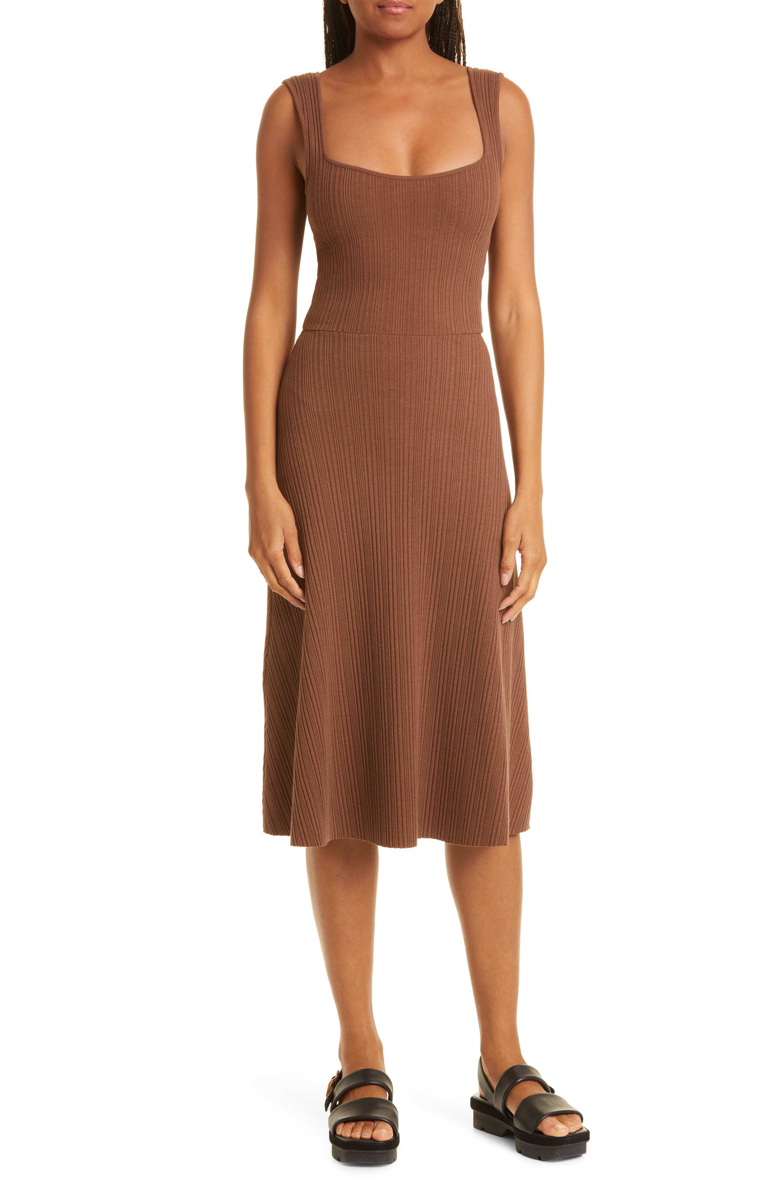 Vince Rib Knit Racerback Body-Con Dress 