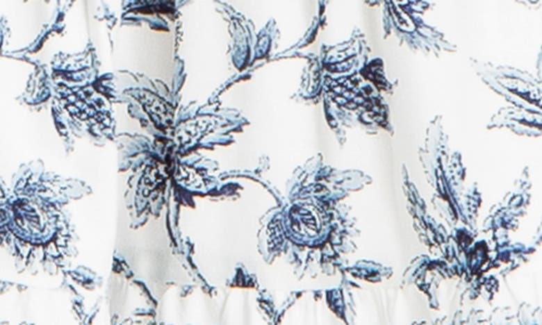 Shop Max Studio Floral Tiered Skirt In Ecru/ Denim Chintzy
