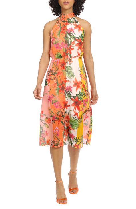 Floral Cutaway Midi Dress