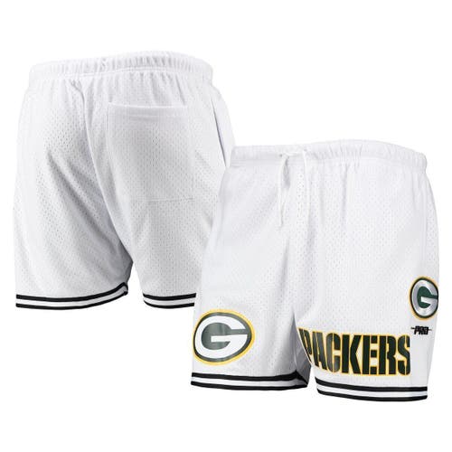 Men's Pro Standard White/Black Green Bay Packers Mesh Shorts