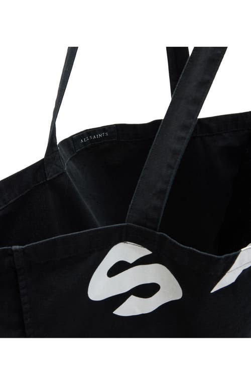 Allsaints Large Tierra Canvas Tote Bag In Black/white