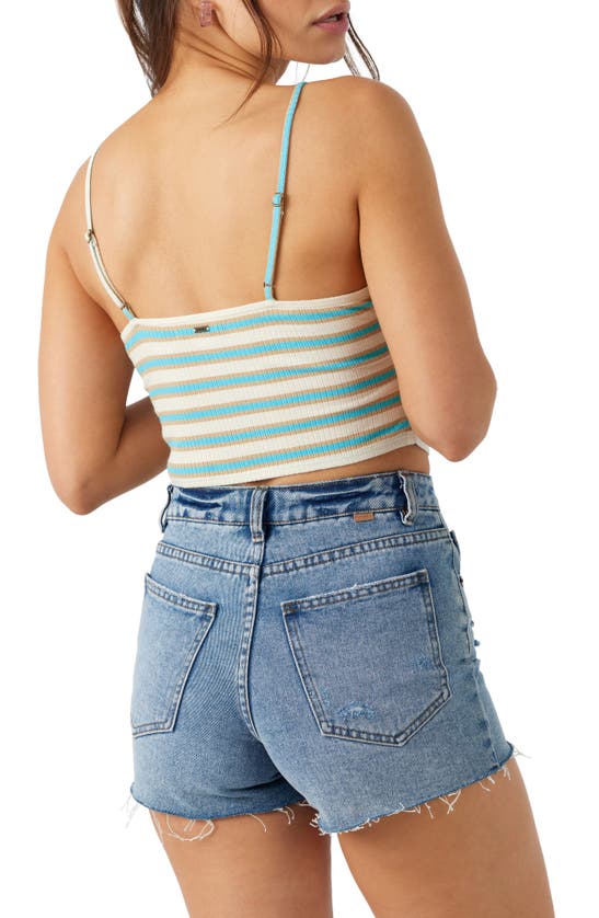 O'neill Vallarta Stripe Ruched Crop Tank In Blue Multi Colored