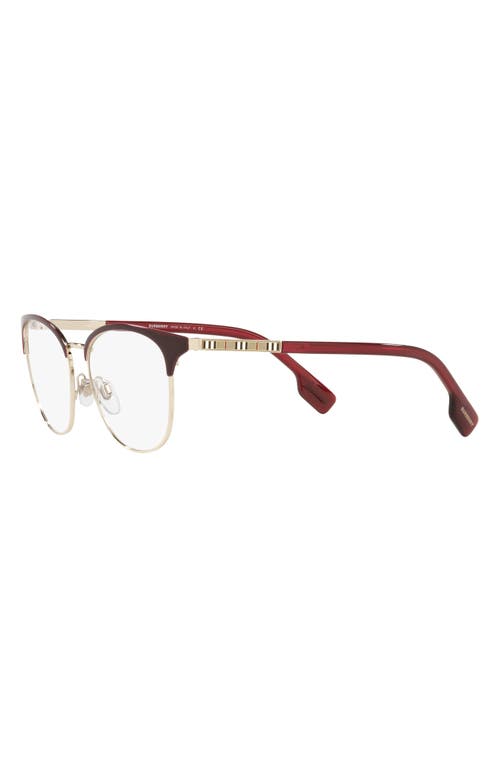 Burberry Sophia 52mm Square Optical Glasses In Light Gold/burgundy