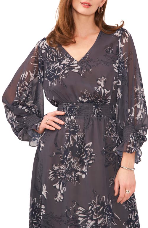 Shop Vince Camuto Floral Balloon Sleeve Dress In Steel Grey