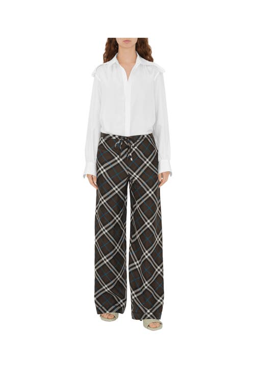 Burberry Check Silk Pyjama Trousers In Snug