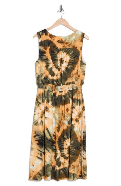 Shop T Tahari Print Sleeveless Dress In Deep Sunburst Tie Dye Print