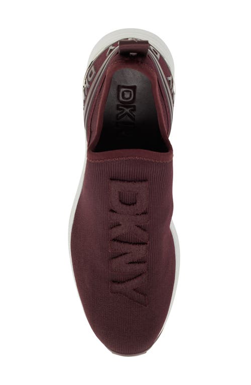 Shop Dkny Keeva Wedge Knit Sneaker In Wine