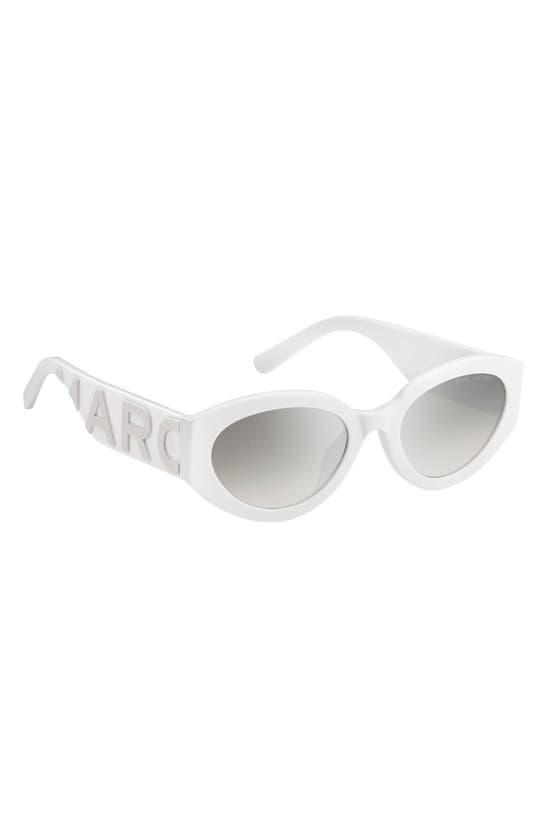 Marc Jacobs 54mm Round Sunglasses In White Grey/ Grey Silver