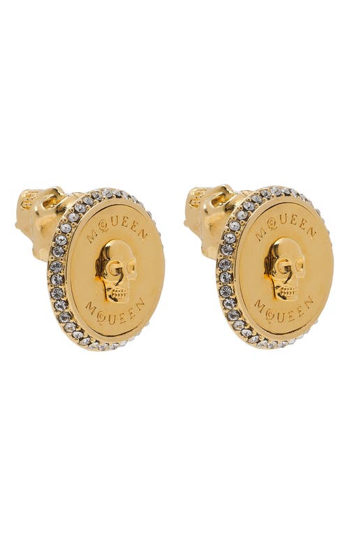 Shop Alexander Mcqueen Sovereign Skull Stud Earrings In Gold