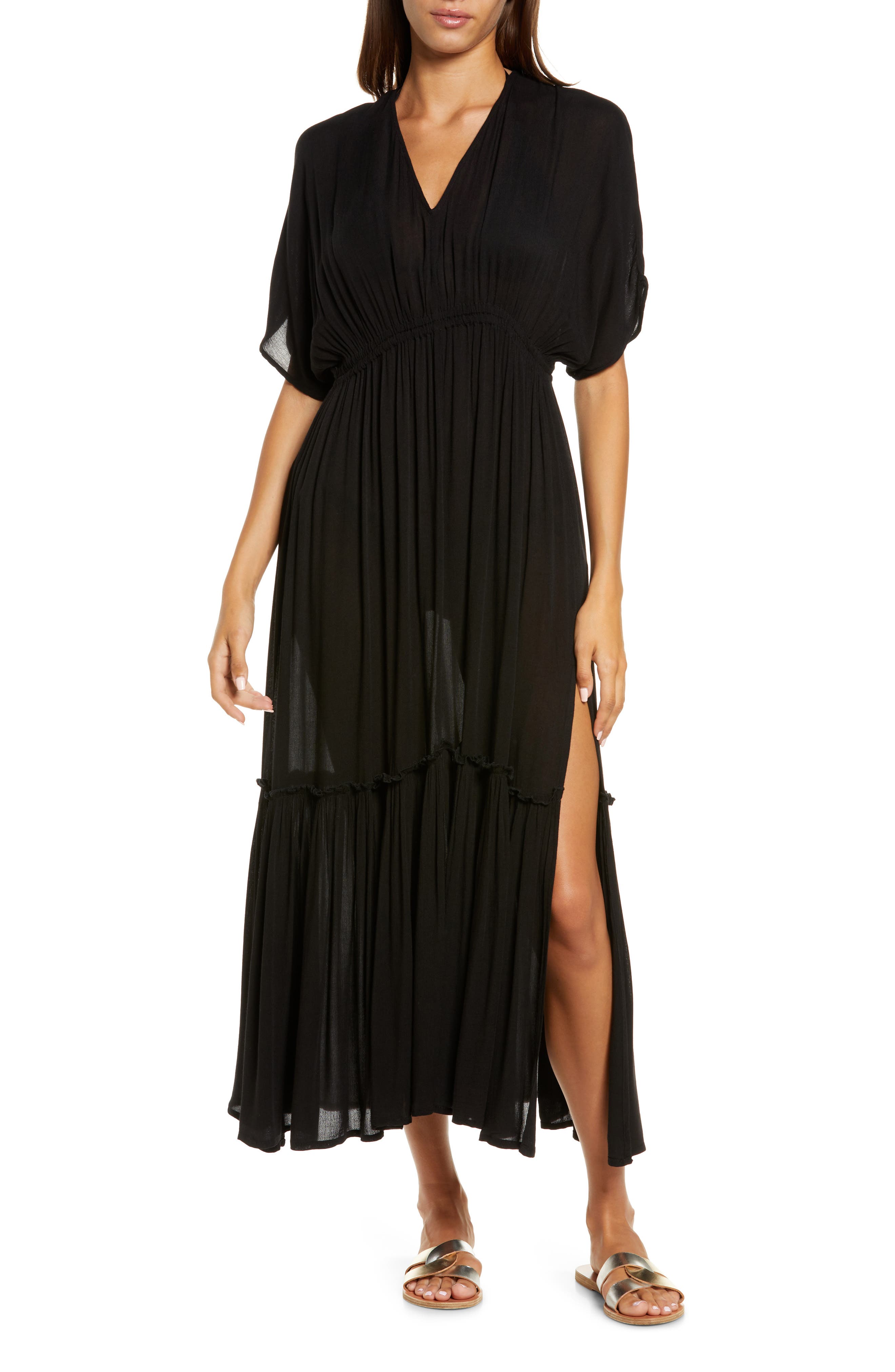 Elan Short Sleeve Cover-Up Maxi Dress