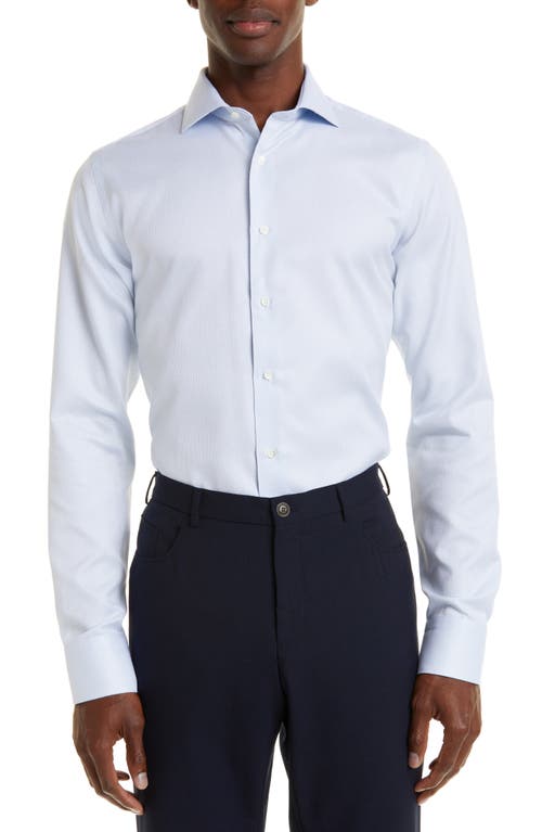 Canali Impeccabile Herringbone Dress Shirt in Light Blue