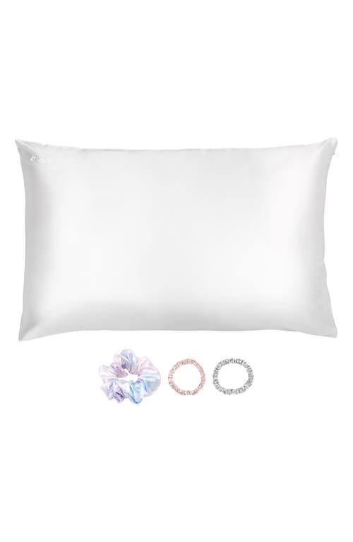 BLISSY Pure Sleep Silk Pillowcase & Scrunchie Set in White/Multi