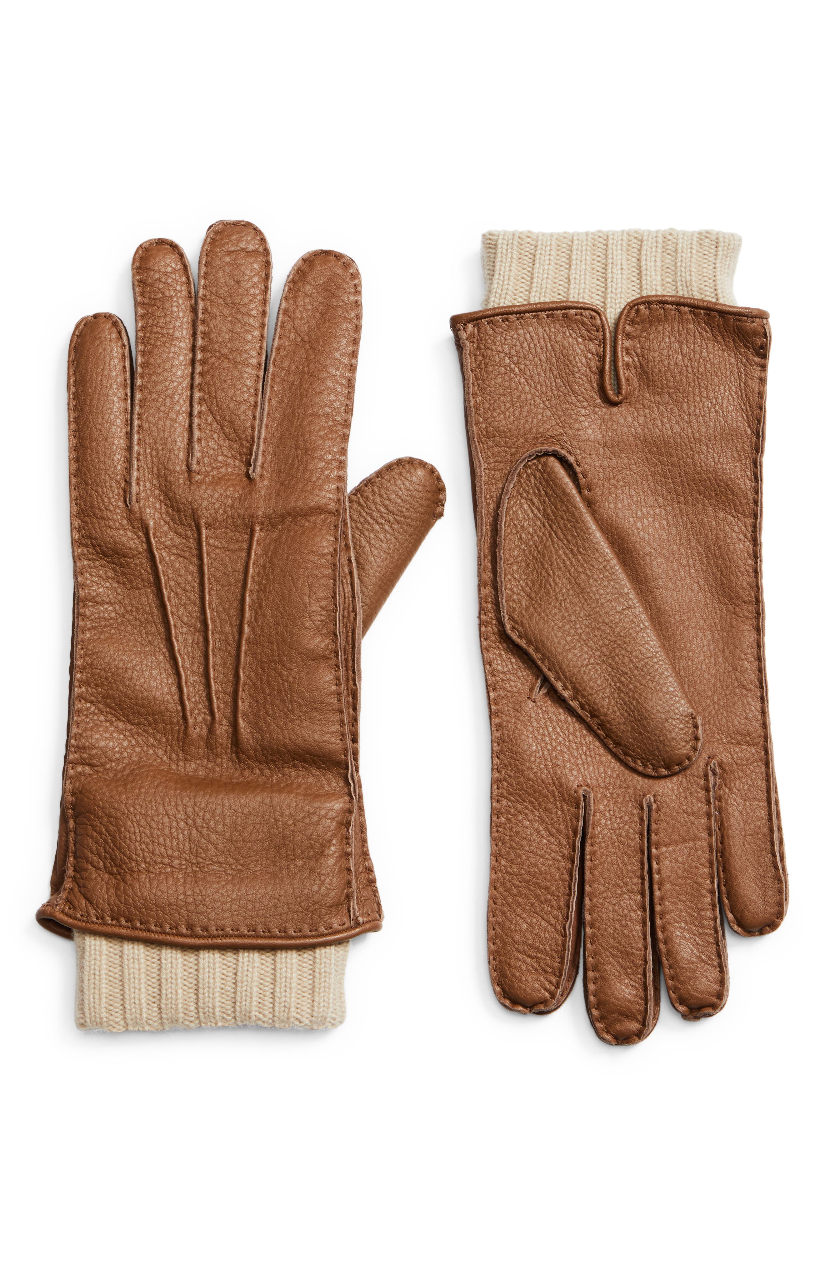 mens beige leather gloves