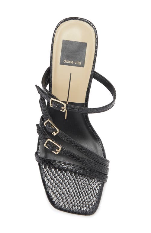 Dolce Vita Tahira Snakeskin Embossed Slide Sandal In Black Snake Embossed Stella