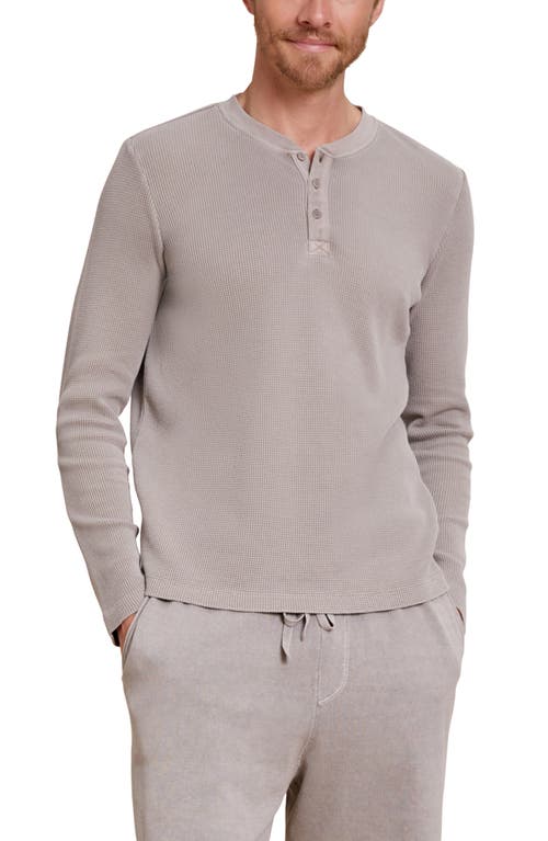 barefoot dreams Pigment Waffle Long Sleeve Henley in Nickle