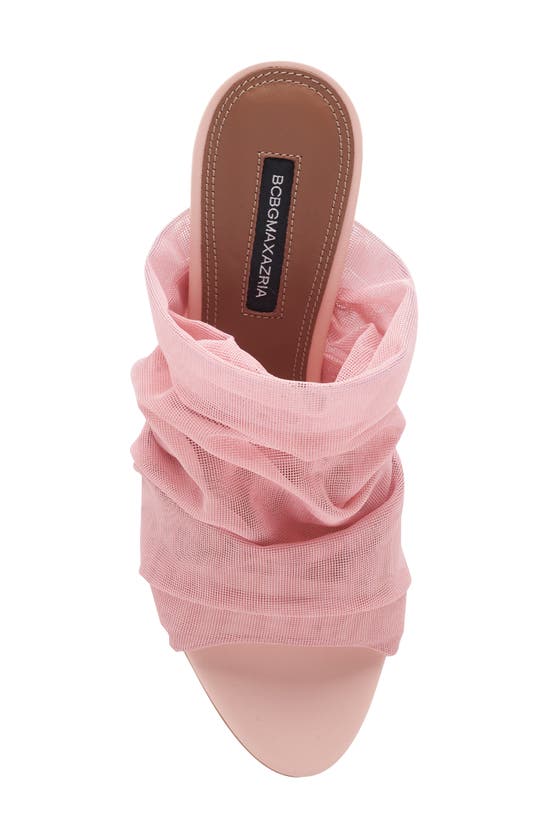 Bcbgmaxazria Sarani Blush Ruched Mesh Wide Band Heel In Blush Mesh