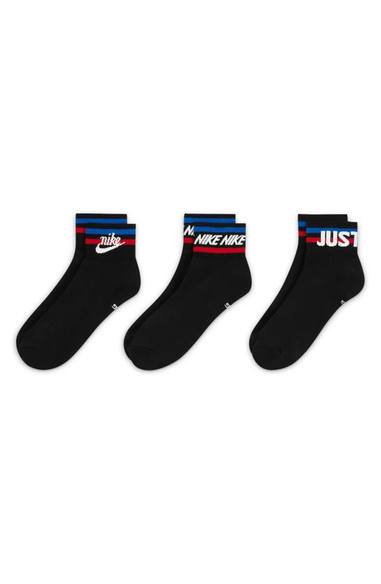 Nike 3-pack Everyday Essential Crew Socks In Black/ White/ Game Royal