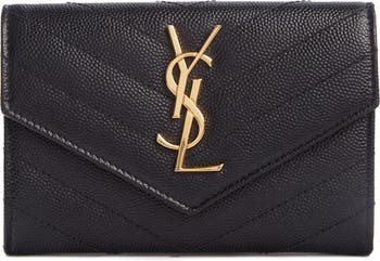 Saint Laurent 'monogram' Quilted Leather French Wallet in Natural