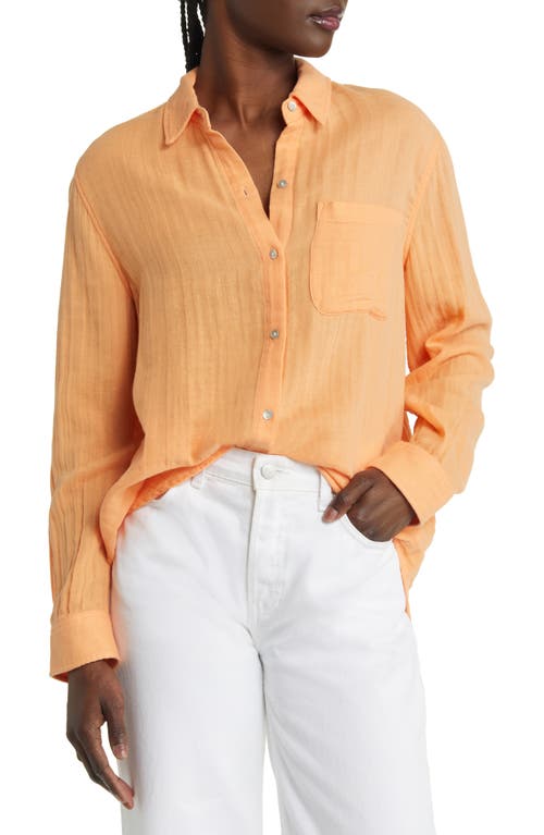 Rails Ellis Organic Cotton Button-Up Shirt in Papaya