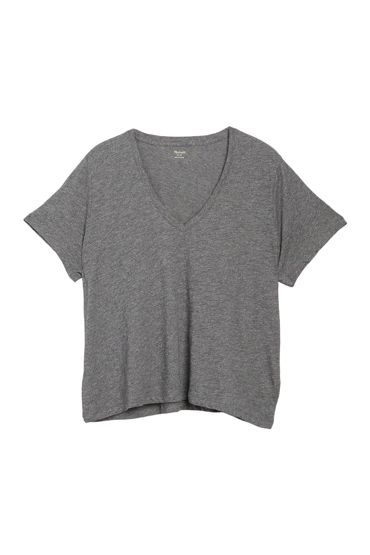 Madewell V-neck Short Sleeve T-shirt In Dark Grey1