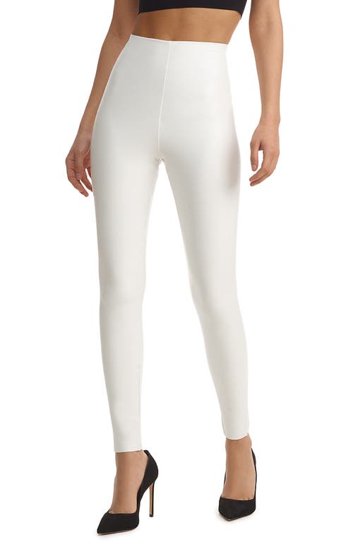Control Top Faux Leather Leggings in White