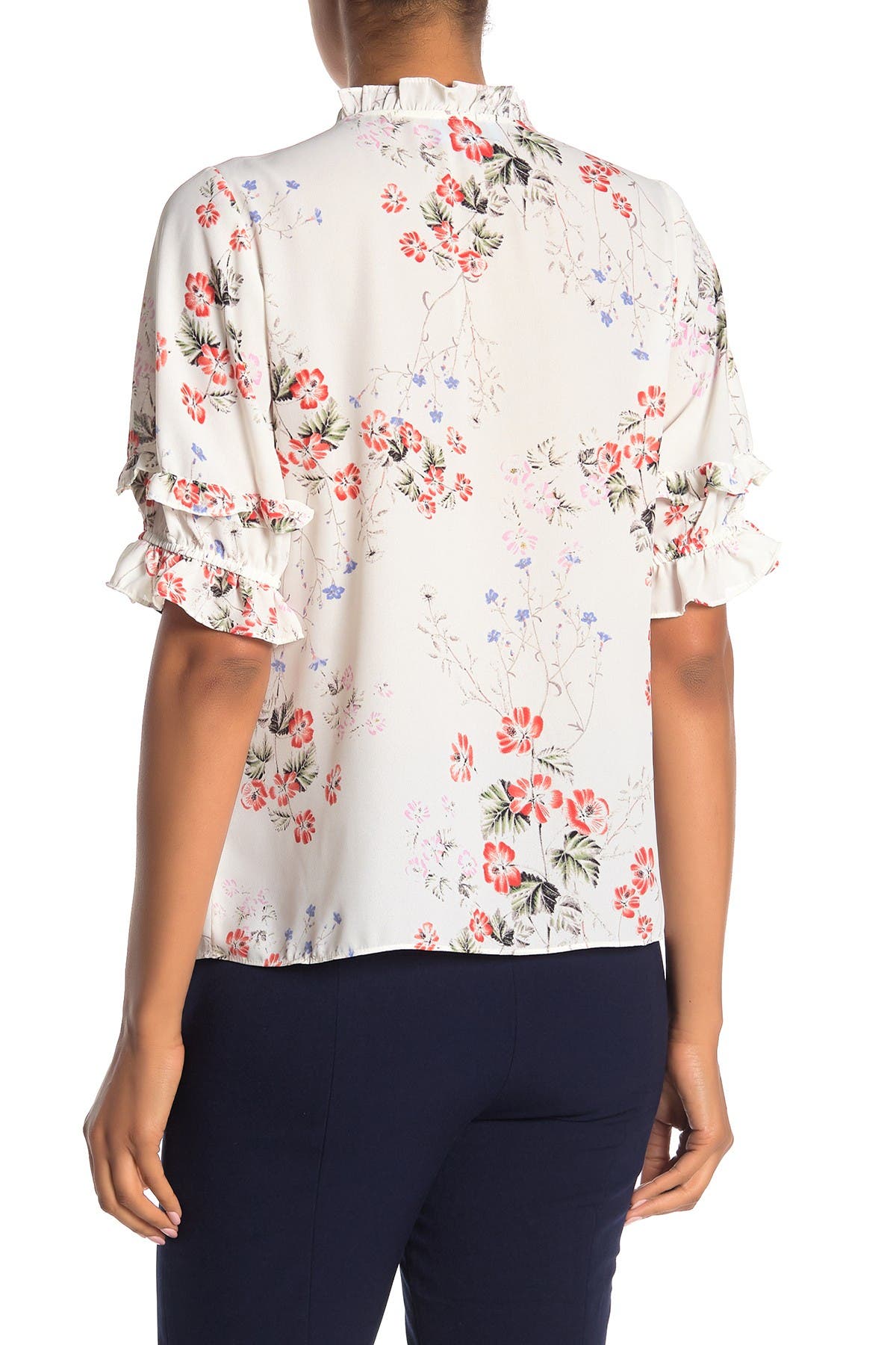 cece divine floral ruffle blouse