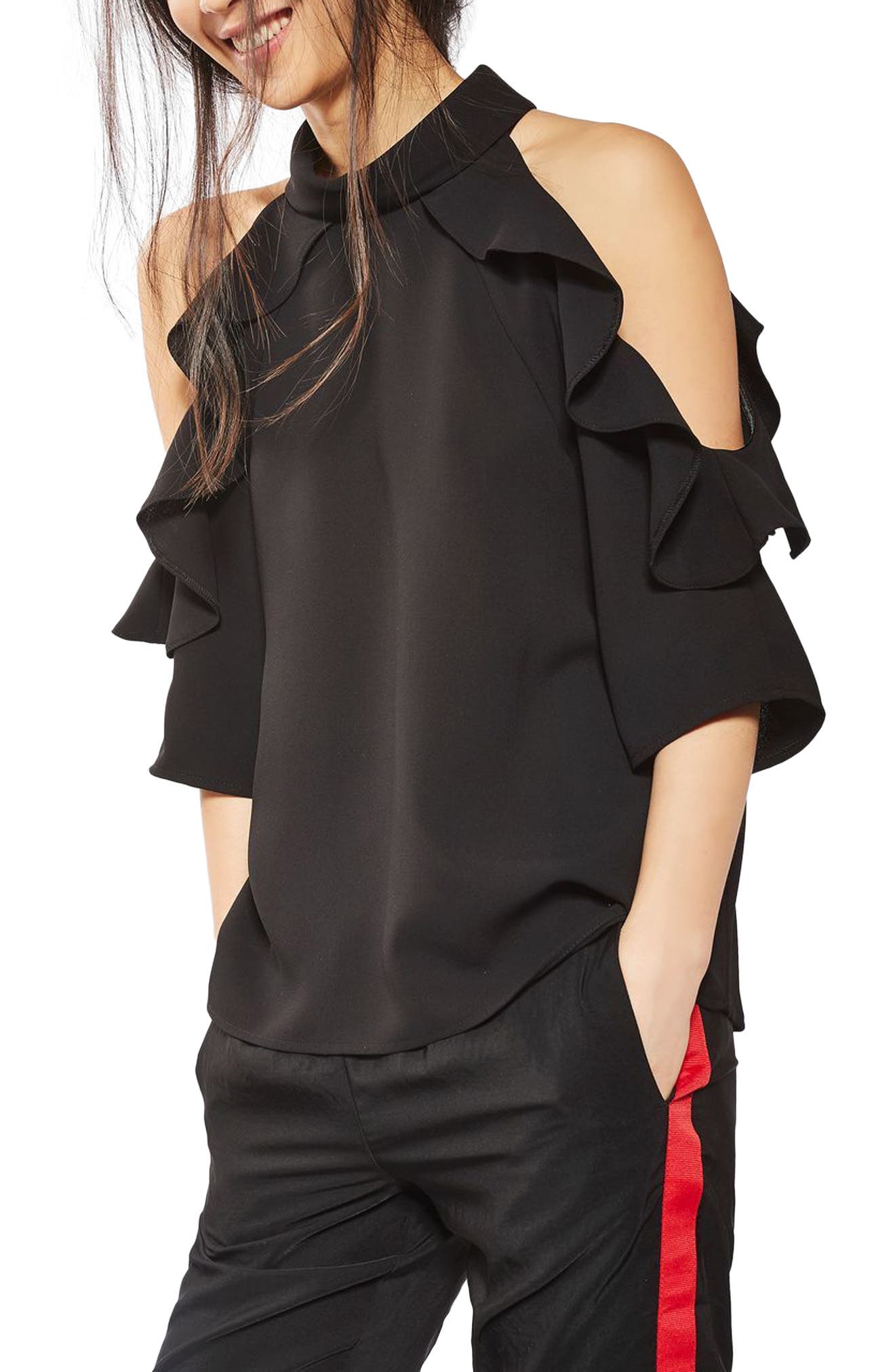 Topshop Ruffle Cold Shoulder Top Nordstrom Rack