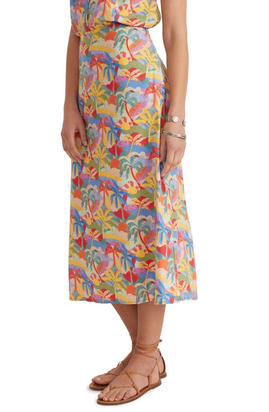 Shop Marine Layer Ryan Palm Print Hemp Blend Skirt In Multi Palm