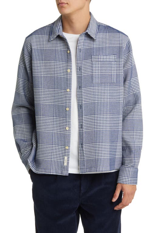 FORET Gentle Check Organic Cotton Button-Up Shirt in Navy at Nordstrom, Size X-Large