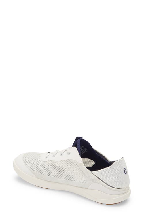 Olukai Punini Mens Leather Lifestyle Casual And Fashion Sneakers In Bright White/pacifica