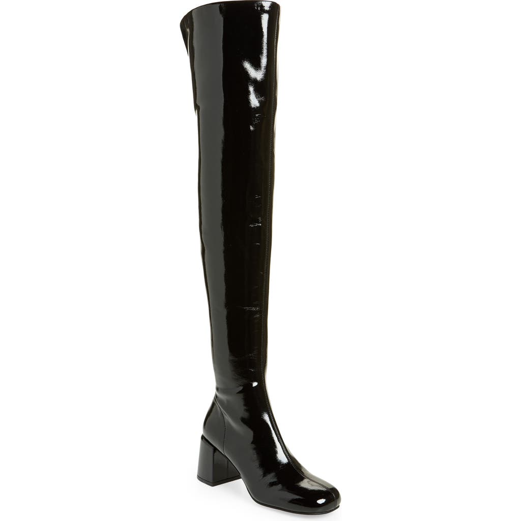 Shop Jeffrey Campbell Maize Over The Knee Patent Leather Boot In Black Patent