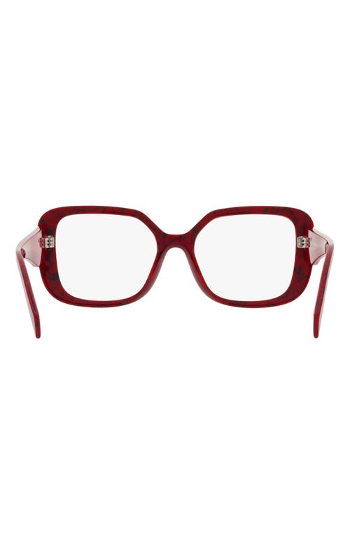 Prada 53mm Square Optical Glasses In Red/black Marble