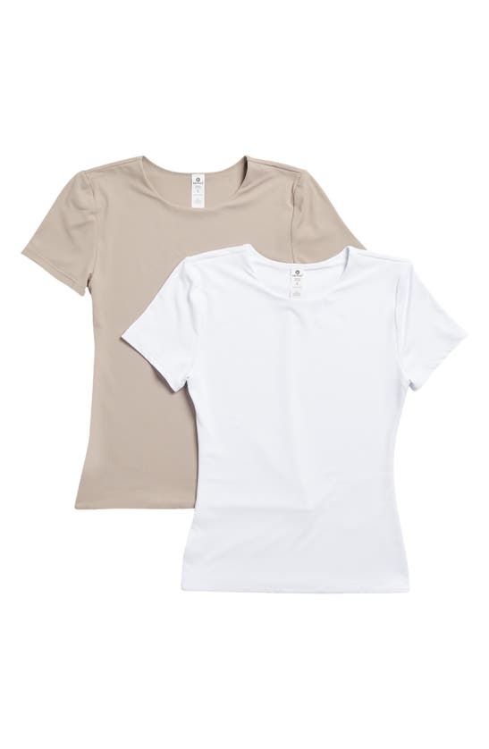 Shop 90 Degree By Reflex 2-pack Stretch Nylon Crewneck T-shirt In Satellite/white