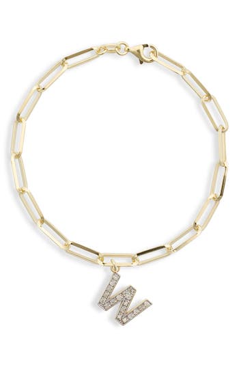 Meshmerise Diamond Initial Charm Bracelet In Yellow-w