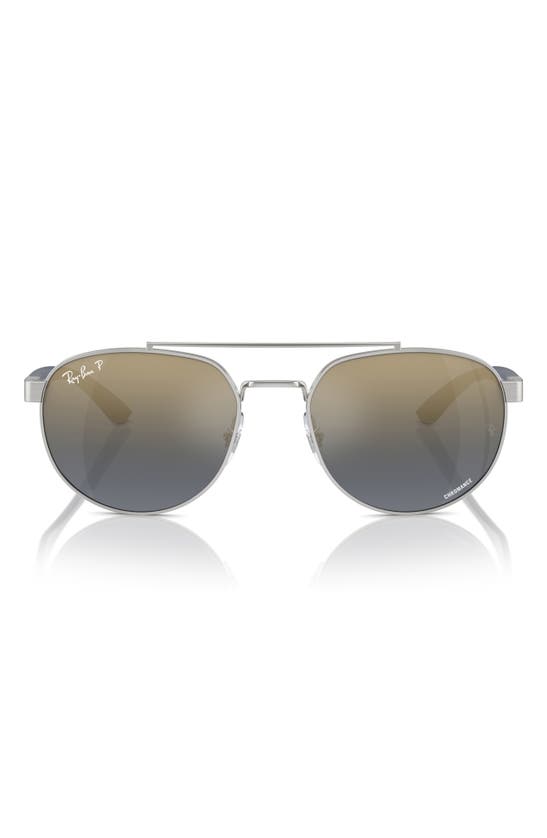 Shop Ray Ban Ray-ban 56mm Polarized Irregular Sunglasses In Silver